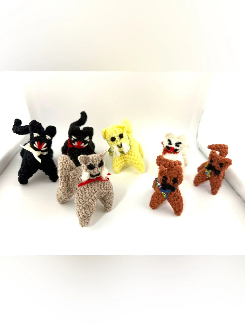 7 Handcrafted vintage-style crochet miniature animals